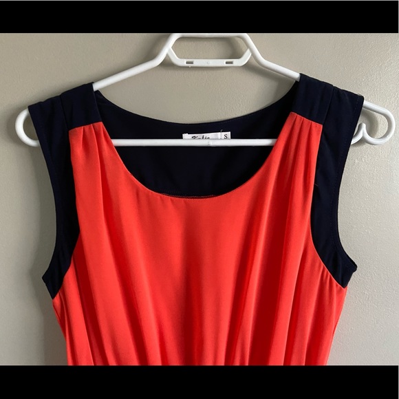 Katie Orange and Navy Summer Dress - size small - Picture 2 of 8